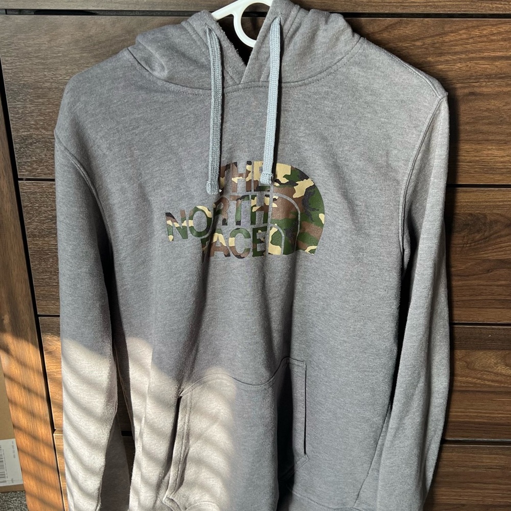 The North Face Gray Hoodie with Camo Logo